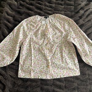 J Crew floral cotton blouse NWT size Small